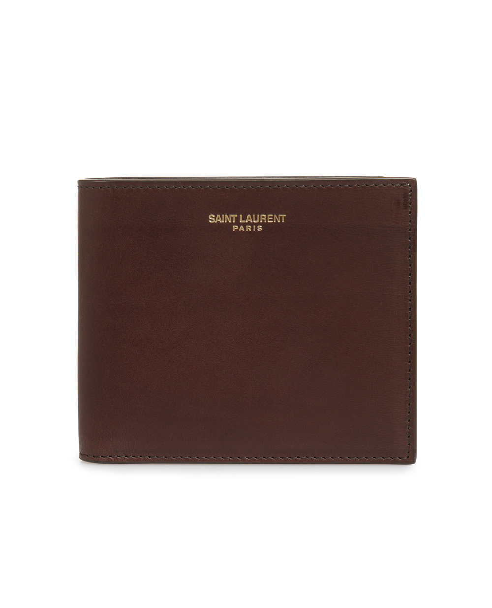 Кожаный кошелек Eats/West Saint Laurent 396307-0TZ0W, коричневый цвет • Купить в интернет-магазине Kameron