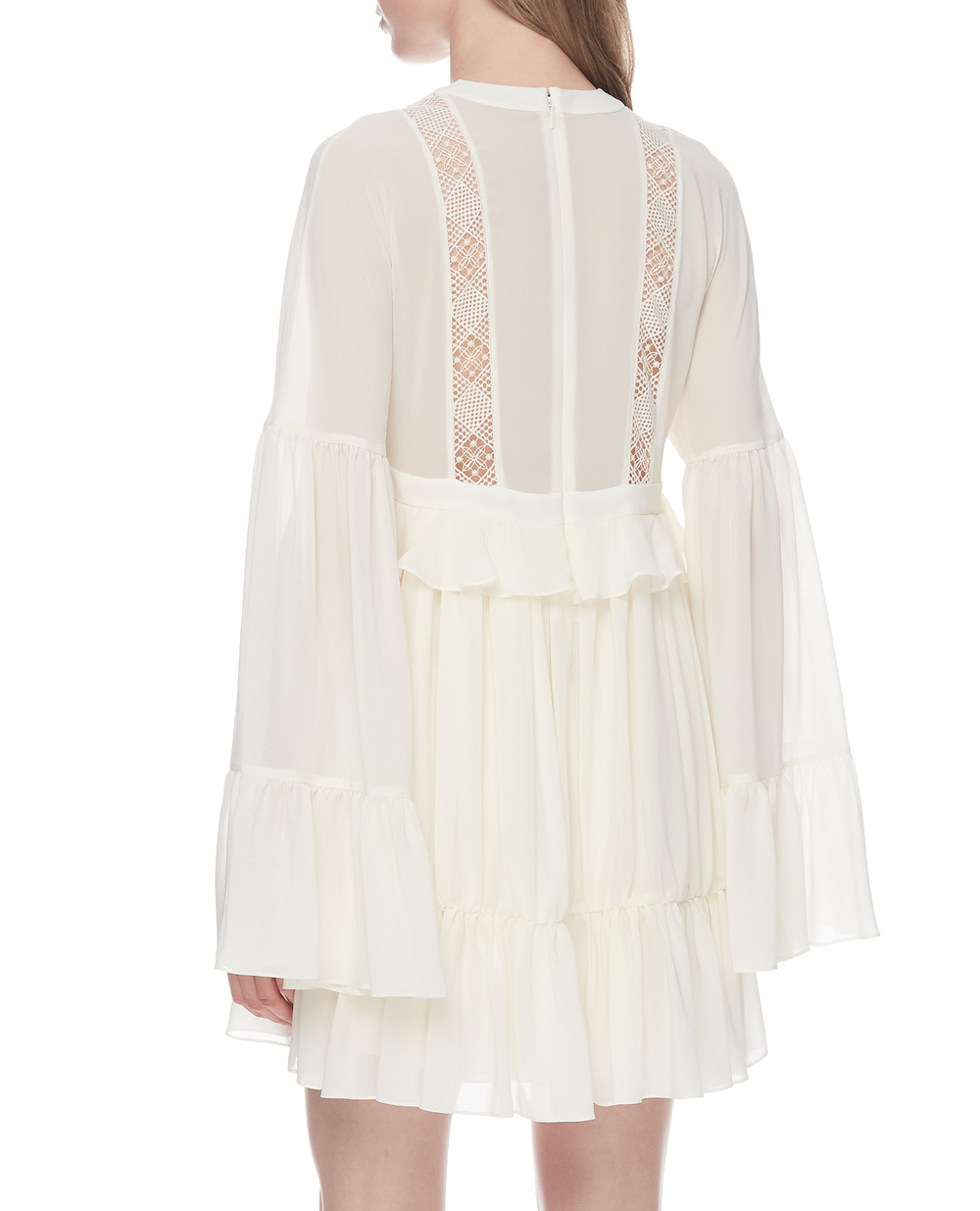 Шелковое платье Saint Laurent 644222-Y3C07, белый цвет • Купить в интернет-магазине Kameron