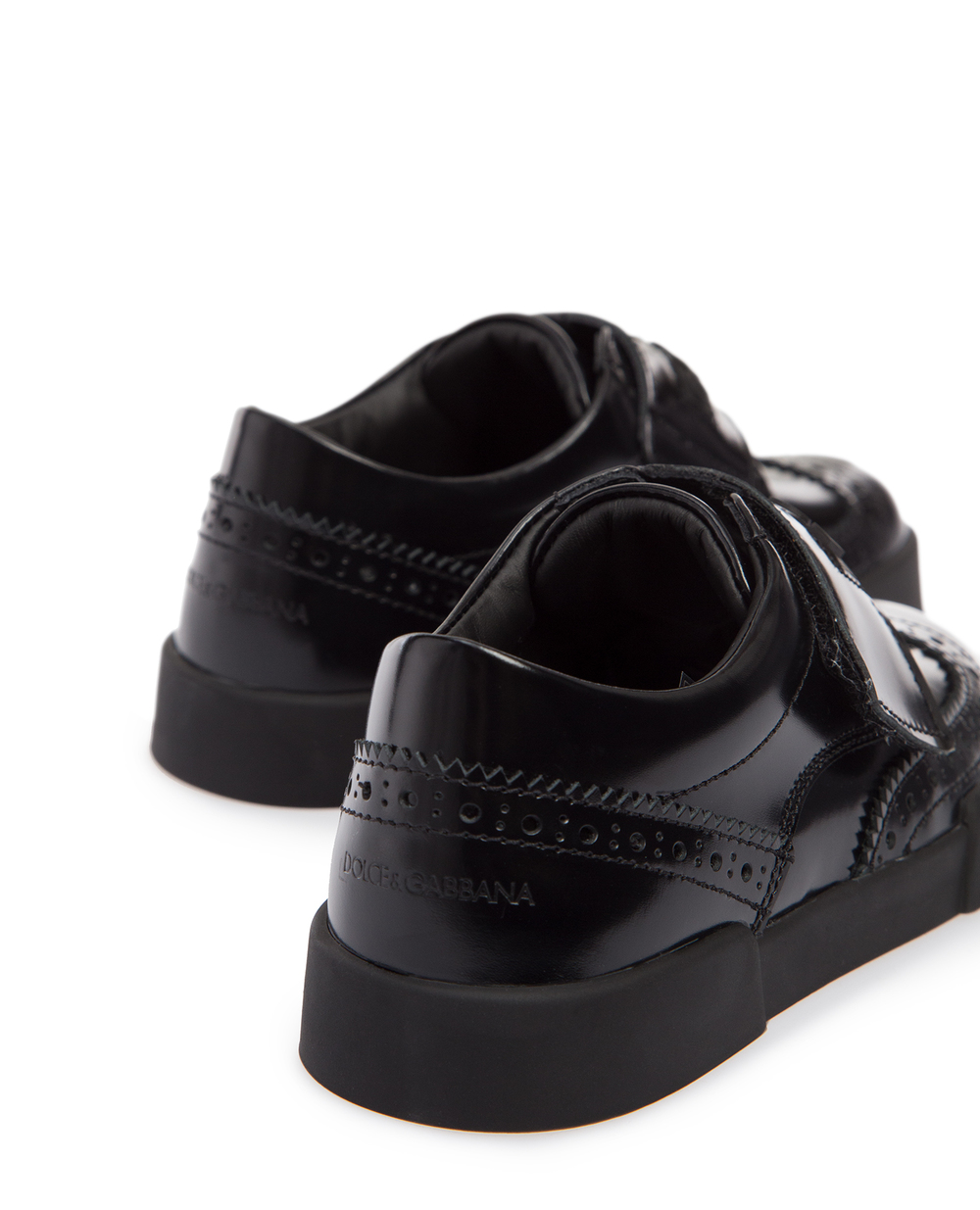 Детские кожаные броги Dolce&Gabbana Kids DA0725-A1428-S-, черный цвет • Купить в интернет-магазине Kameron