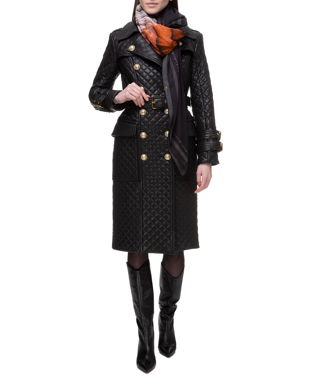 Шкіряне пальто Balmain SF18910L069, чорний колір • Купити в інтернет-магазині Kameron