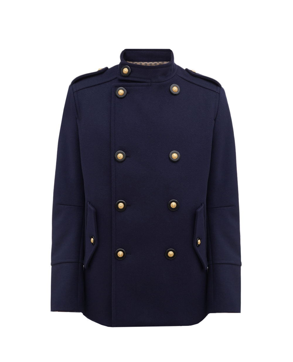 Шерстяное пальто Balmain BH0UC030WB72, темно-синий цвет • Купить в интернет-магазине Kameron