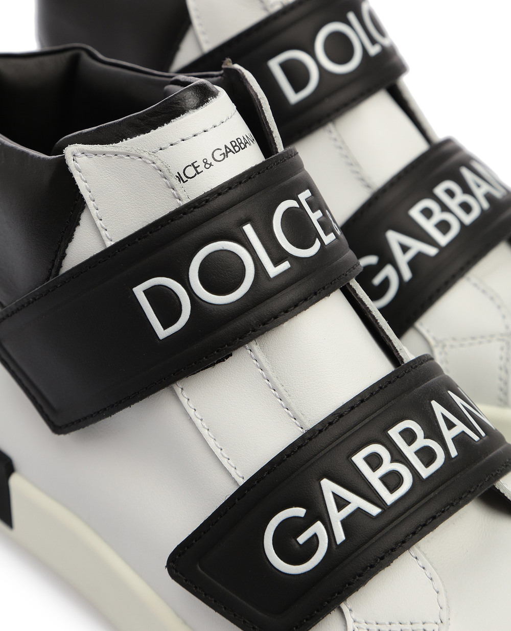 Кожаные хайтопы Portofino Dolce&Gabbana Kids DA0703-AZ634-S, белый цвет • Купить в интернет-магазине Kameron