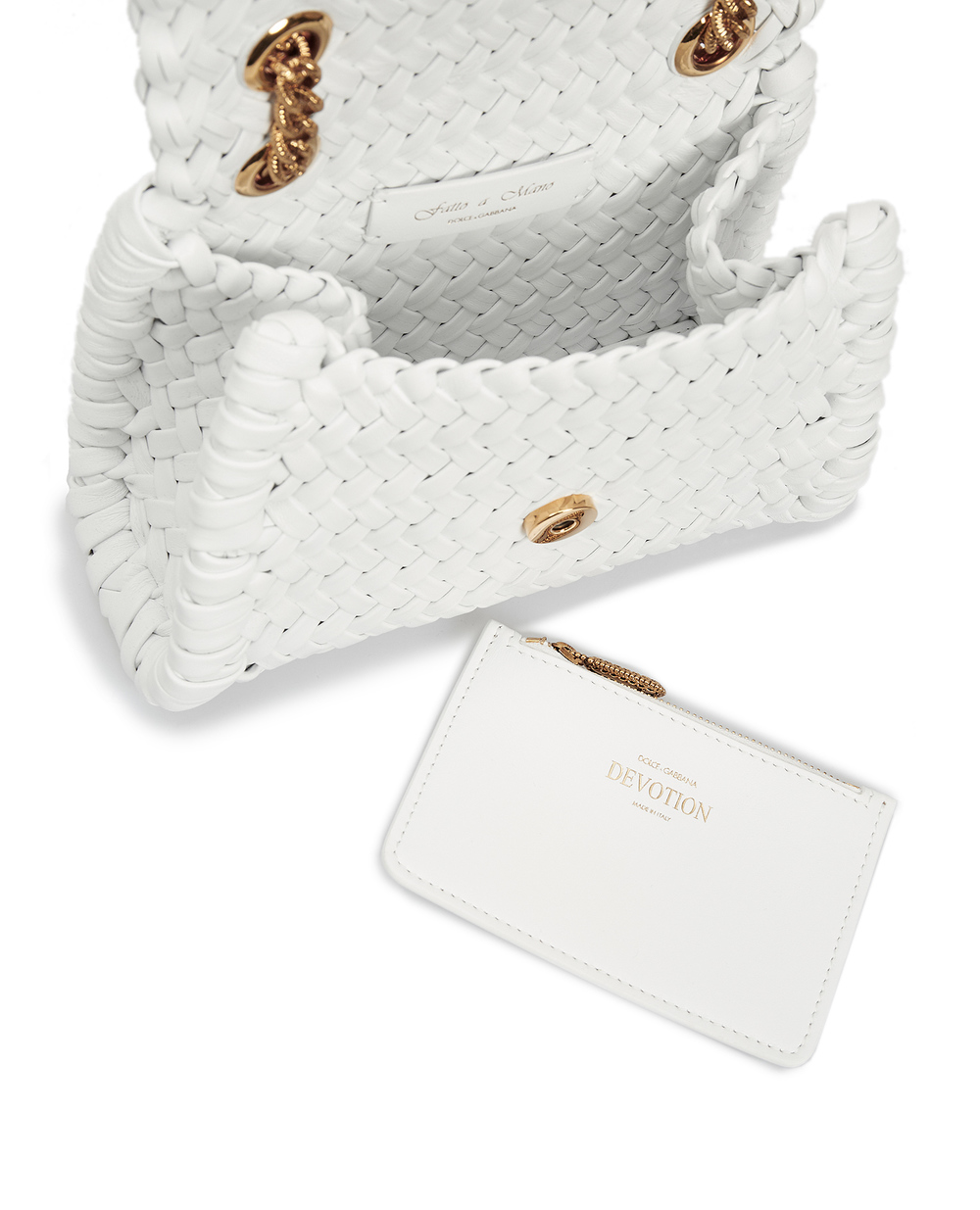 Кожаная сумка Devotion Dolce&Gabbana BB6877-AX813, белый цвет • Купить в интернет-магазине Kameron