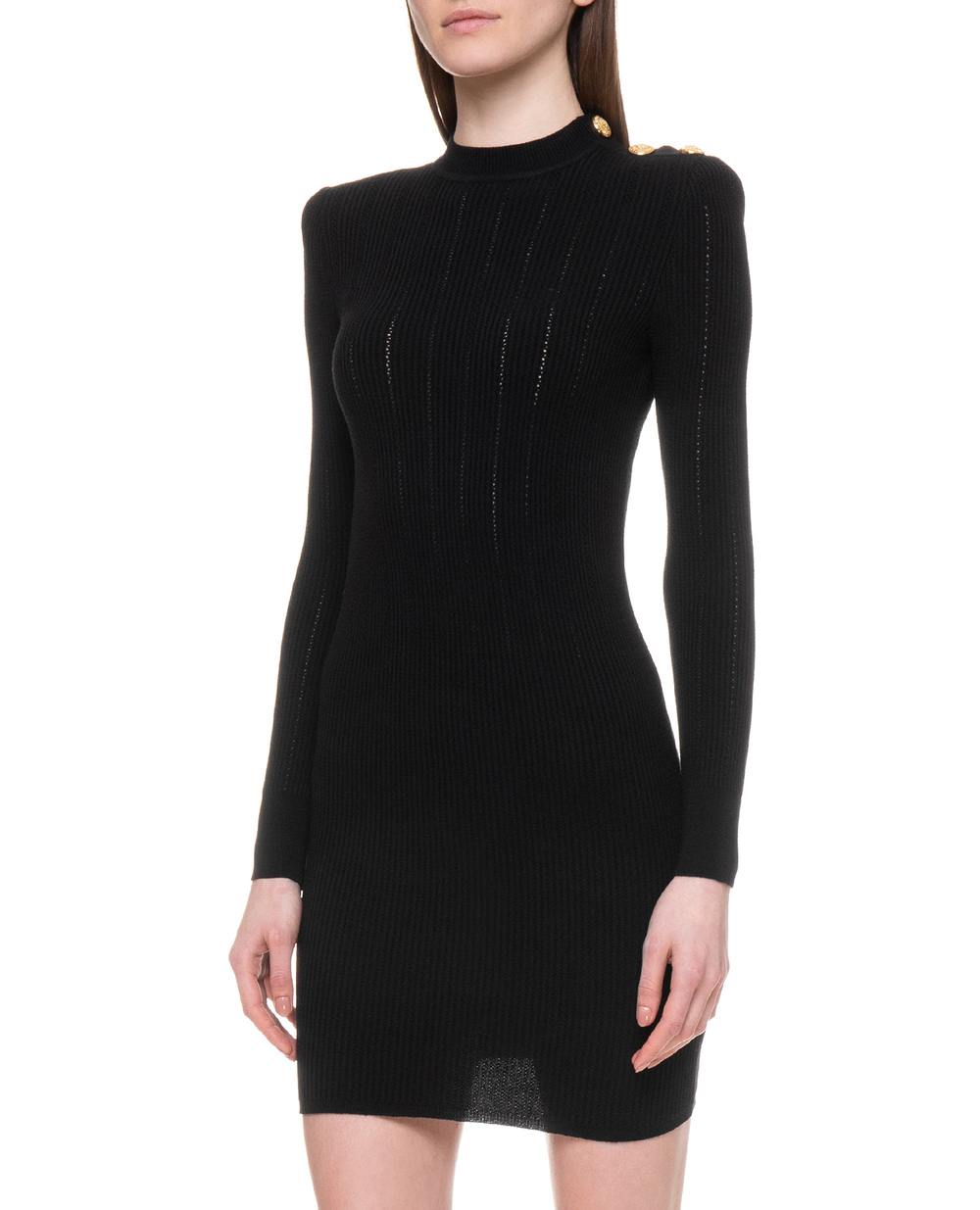 Шерстяное платье Balmain 143745-K014, черный цвет • Купить в интернет-магазине Kameron
