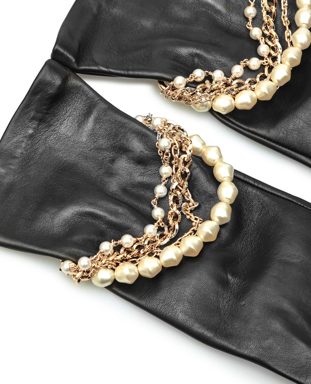 Кожаные митенки Dolce&Gabbana BF0182-AQ215, черный цвет • Купить в интернет-магазине Kameron