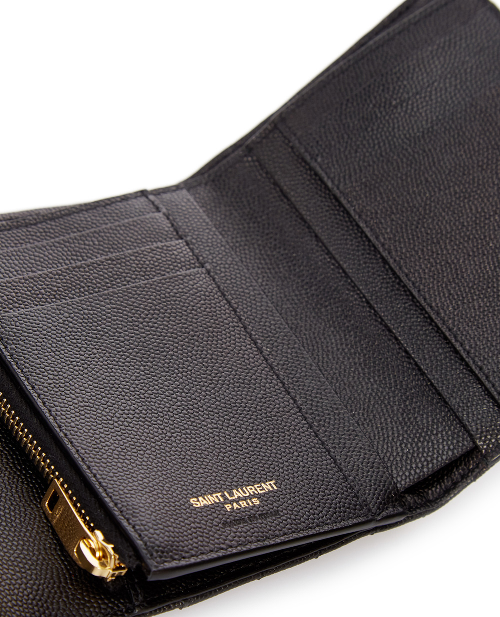 Кожаный кошелек Saint Laurent 403943-BOW01-, черный цвет • Купить в интернет-магазине Kameron