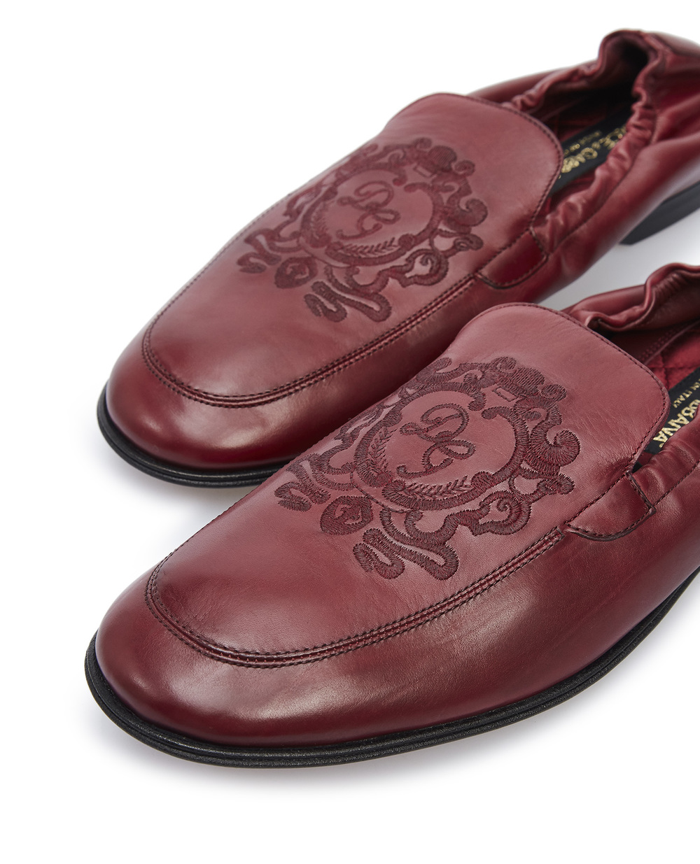 Шкіряні лофери Dolce&Gabbana A50434-AO251, бордовий колір • Купити в інтернет-магазині Kameron