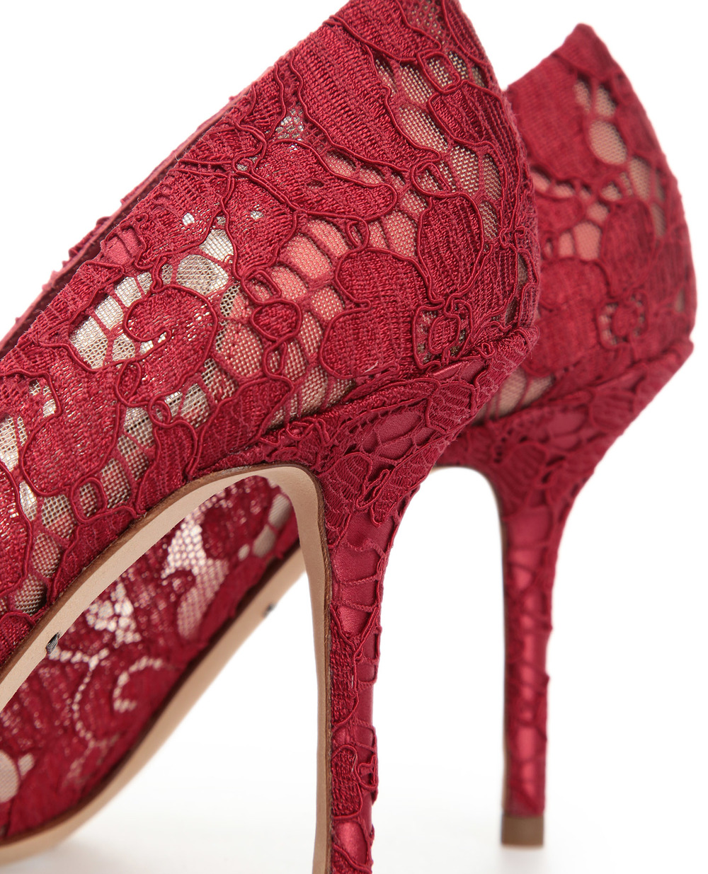 Кружевные лодочки Bellucci Dolce&Gabbana CD0101-AL198SS17, бордовый цвет • Купить в интернет-магазине Kameron