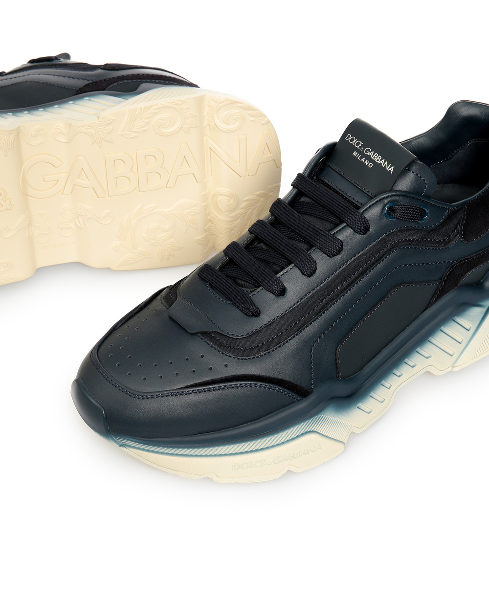 Кожаные кроссовки Dolce&Gabbana CS1805-AW178, синий цвет • Купить в интернет-магазине Kameron