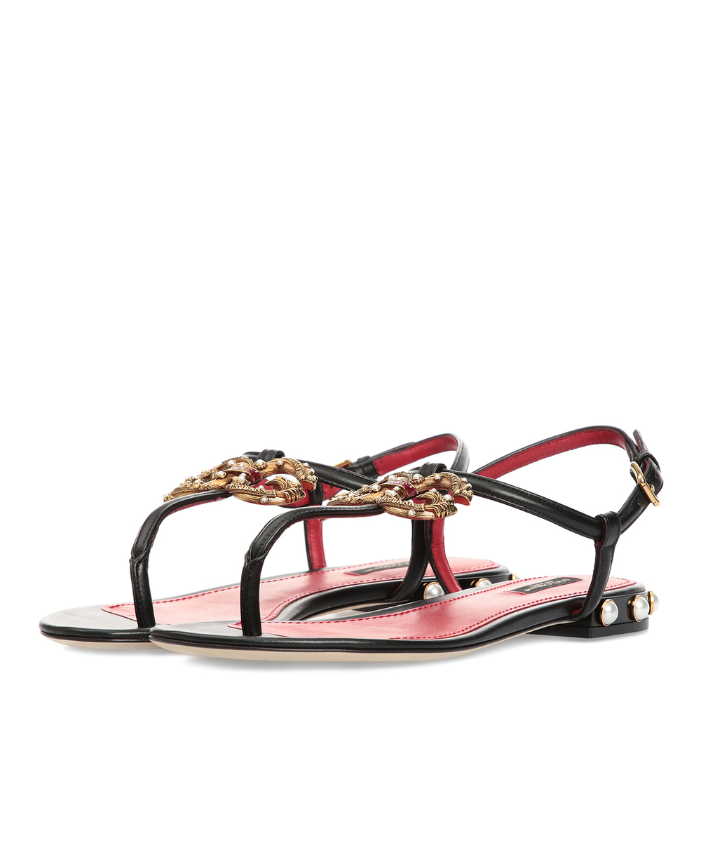Шкіряні сандалі Amore Dolce&Gabbana CQ0241-AI573, чорний колір • Купити в інтернет-магазині Kameron