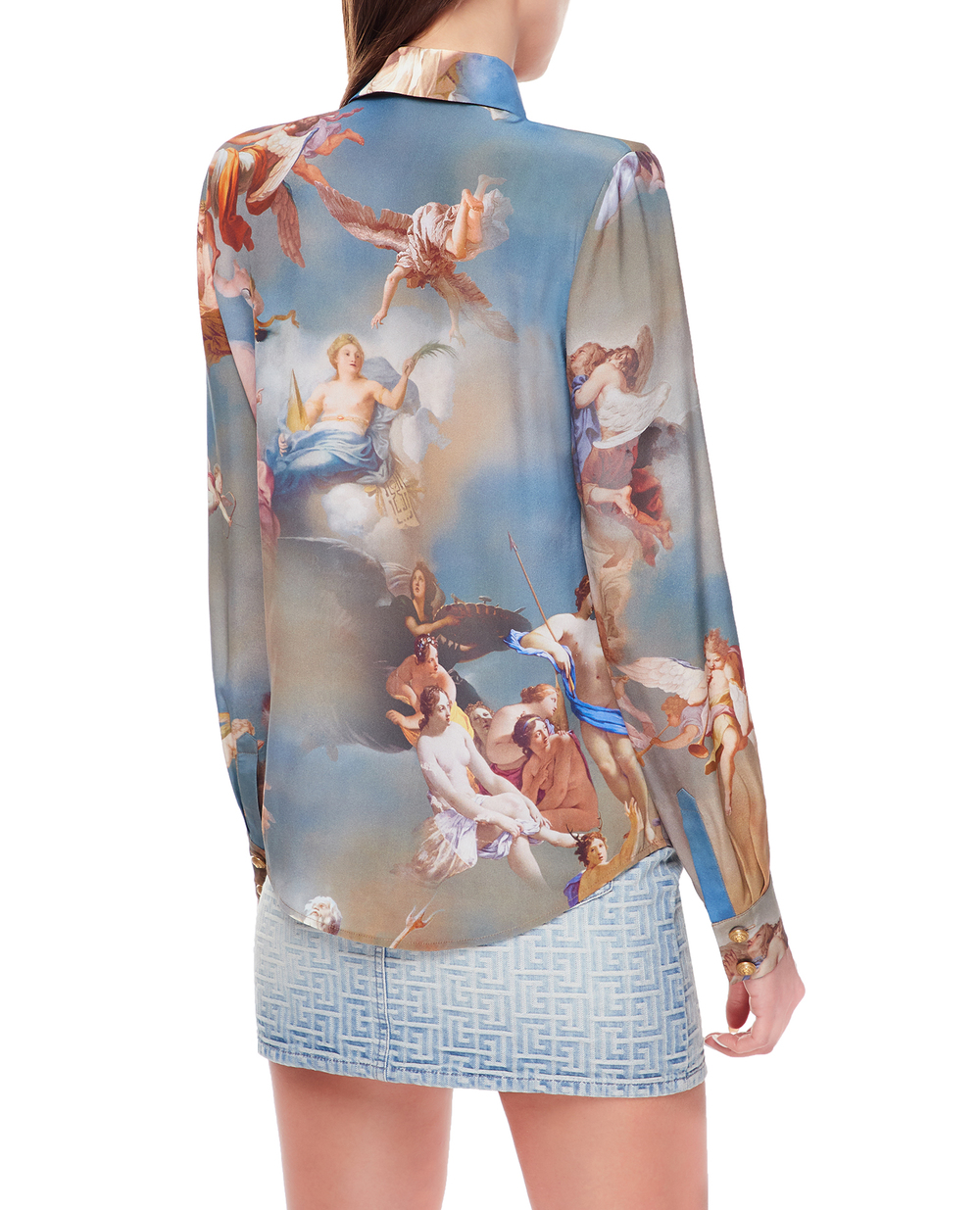 Шелковая блуза Balmain AF0HS050SC24, разноцветный цвет • Купить в интернет-магазине Kameron