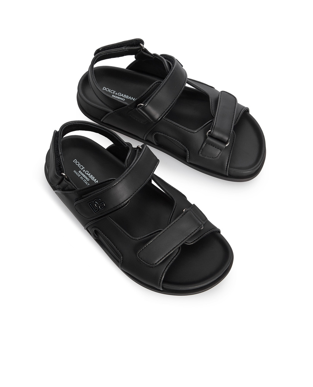 Дитячі шкіряні сандалі Dolce&Gabbana Kids DA5098-A1293-M, чорний колір • Купити в інтернет-магазині Kameron