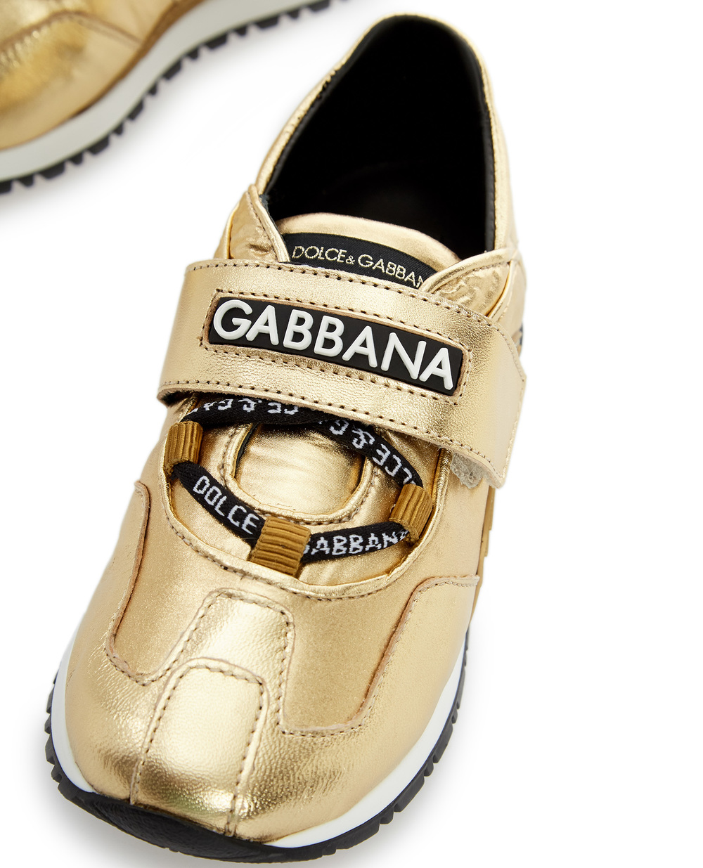 Дитячі шкіряні кросівки Dolce&Gabbana Kids DN0160-AQ463, золотий колір • Купити в інтернет-магазині Kameron