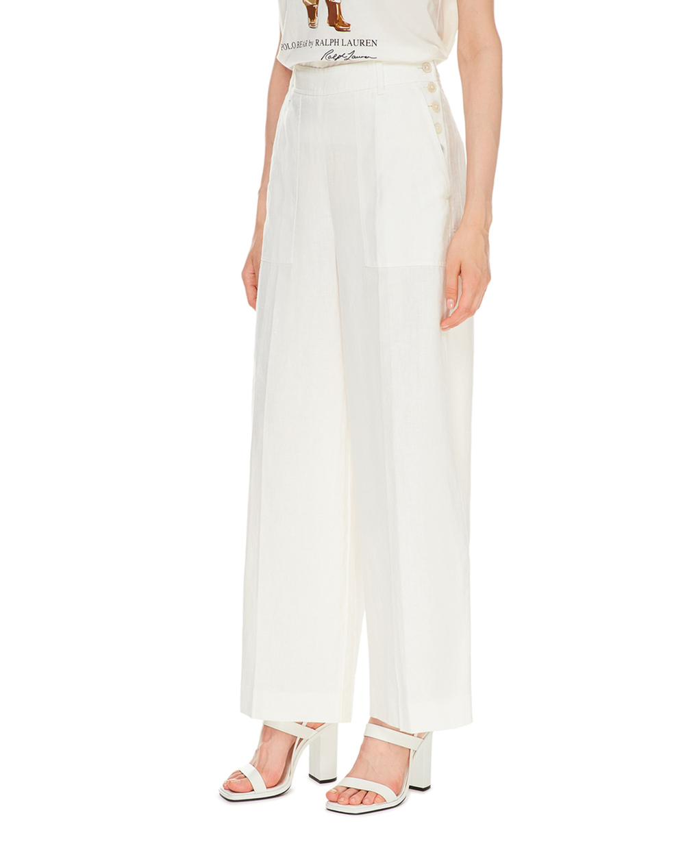 Лляні штани Polo Ralph Lauren 211837995001, білий колір • Купити в інтернет-магазині Kameron
