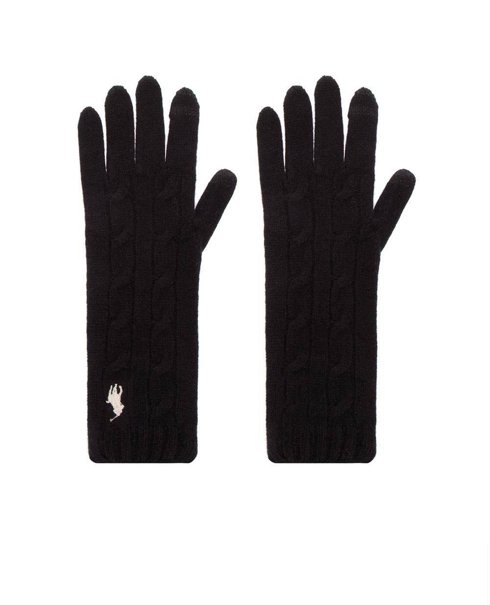 Вовняні рукавички Polo Ralph Lauren 455779047001, чорний колір • Купити в інтернет-магазині Kameron