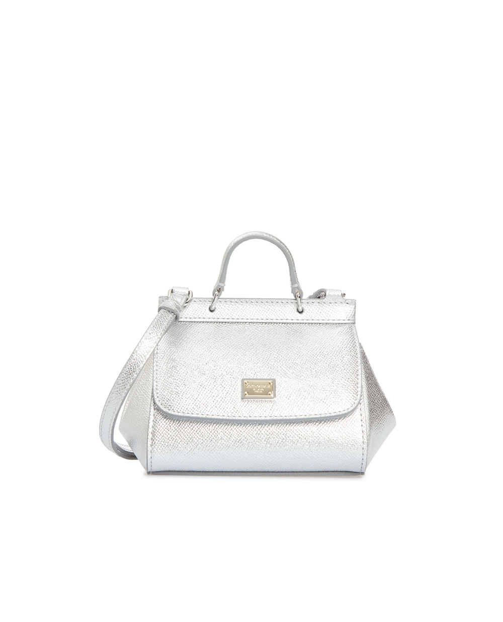 Кожаная сумка Sicily Dolce&Gabbana EB0003-AH443, серебряный цвет • Купить в интернет-магазине Kameron