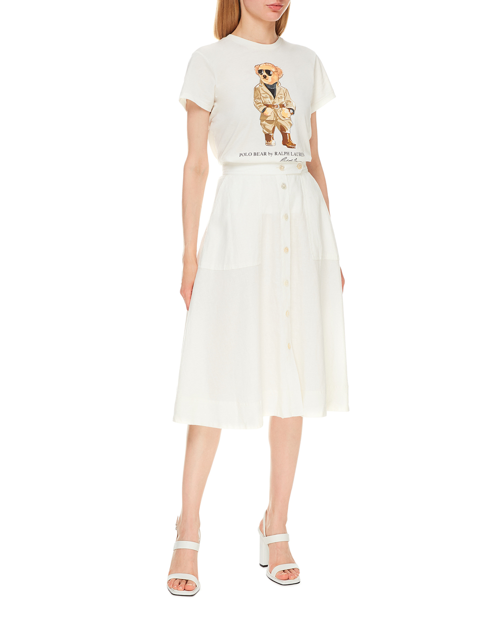 Льняная юбка Polo Ralph Lauren 211837996001, белый цвет • Купить в интернет-магазине Kameron