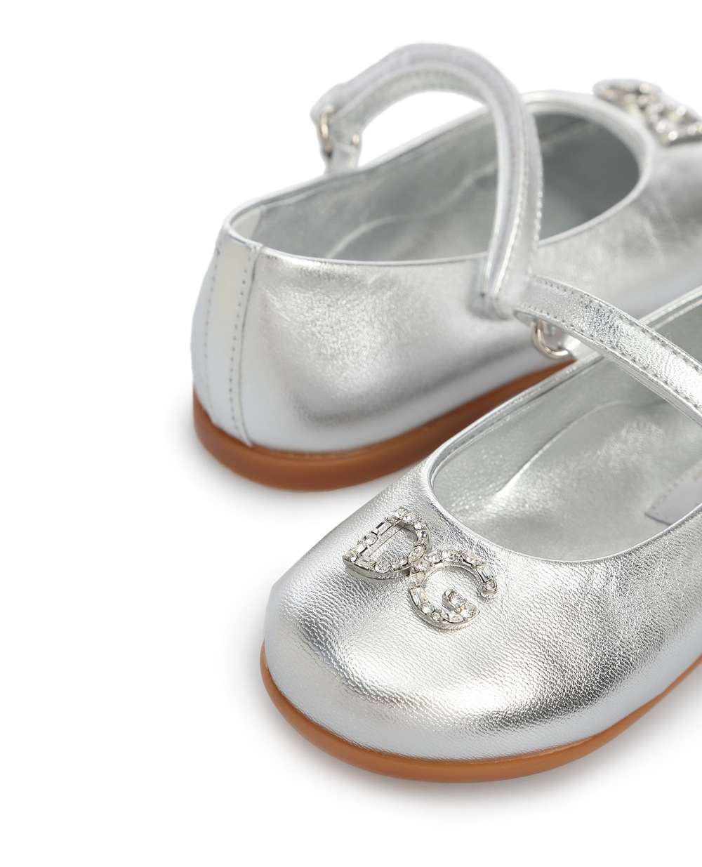 Шкіряні балетки Dolce&Gabbana D20057-A6C66-, срібний колір • Купити в інтернет-магазині Kameron
