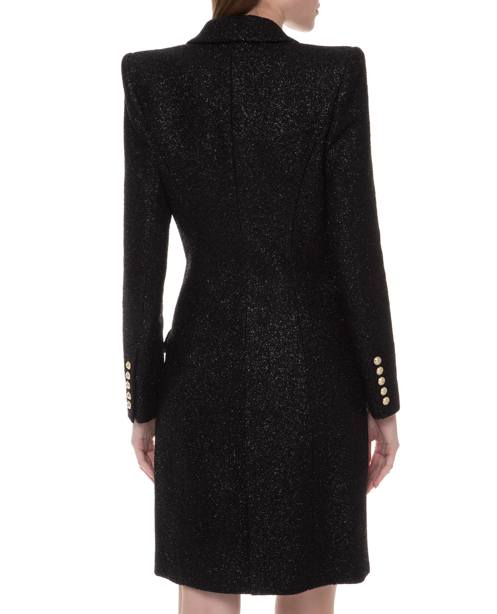 Вовняне пальто Balmain SF18539W038, чорний колір • Купити в інтернет-магазині Kameron