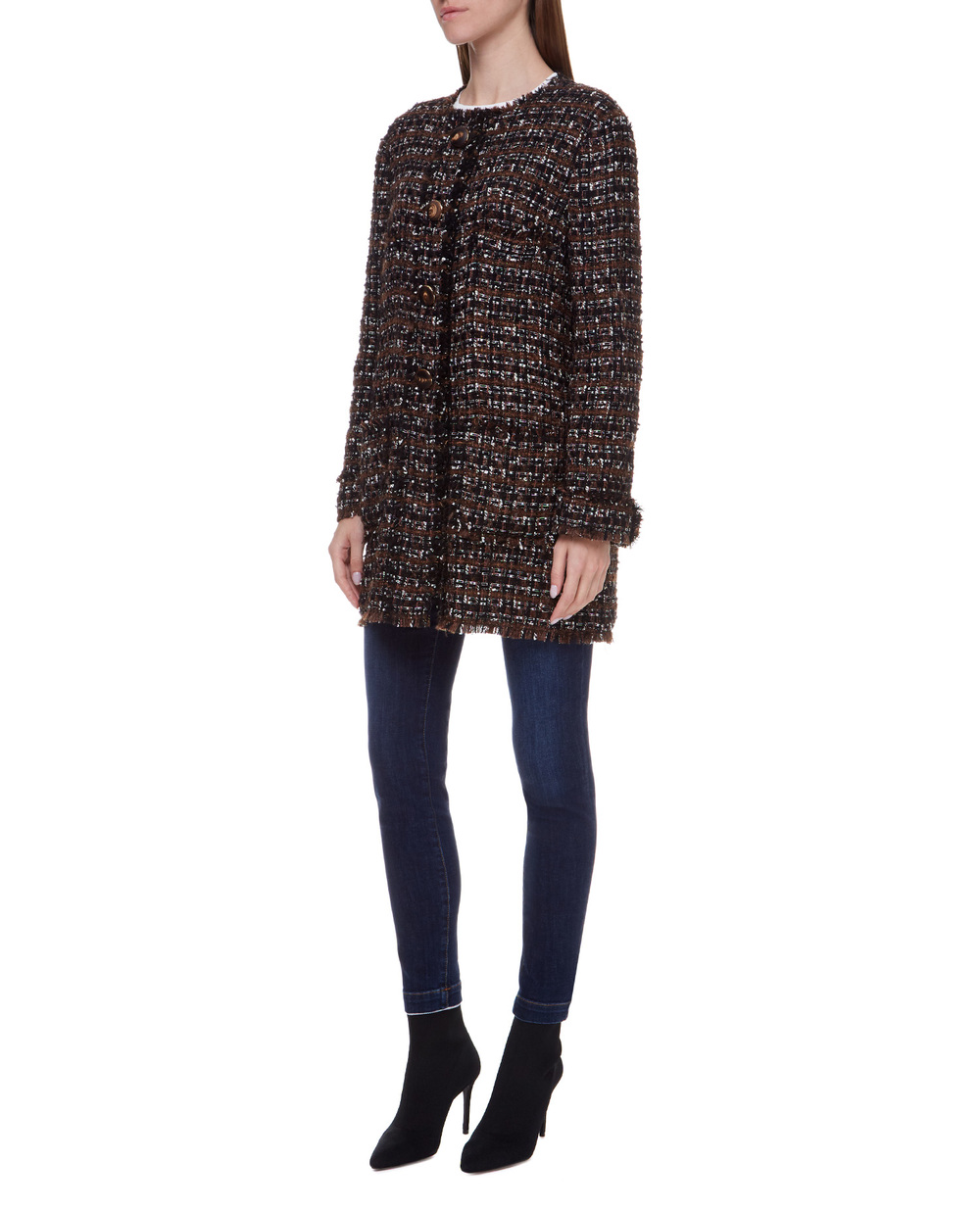 Твідове пальто Dolce&Gabbana F0AI0T-HUMEI, коричневий колір • Купити в інтернет-магазині Kameron