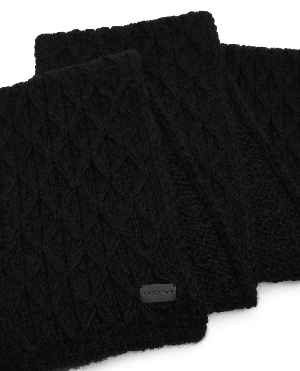 Шерстяной шарф Saint Laurent 632723-3YG24-, черный цвет • Купить в интернет-магазине Kameron