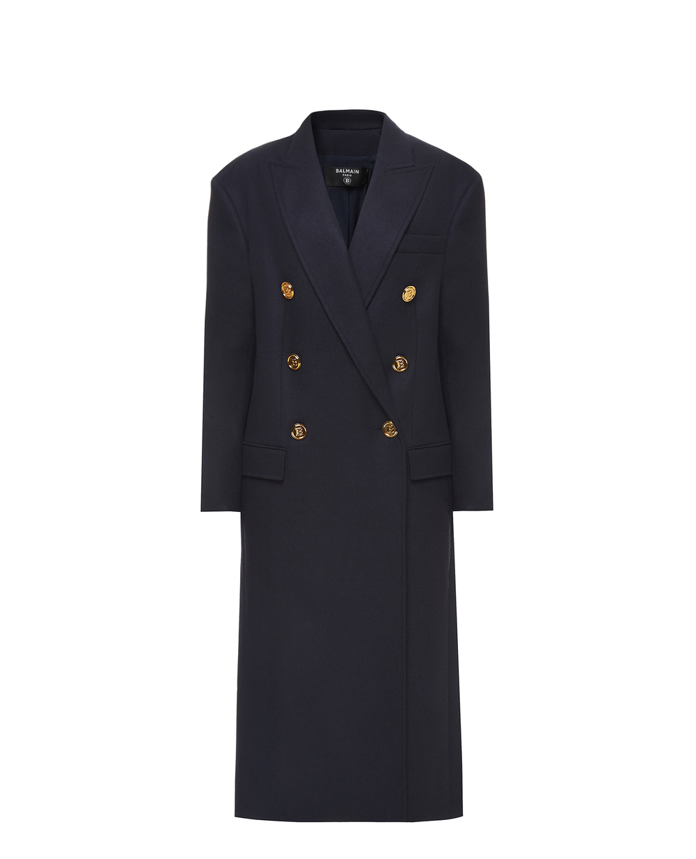 Шерстяное пальто Balmain WF1UD005W109, синий цвет • Купить в интернет-магазине Kameron