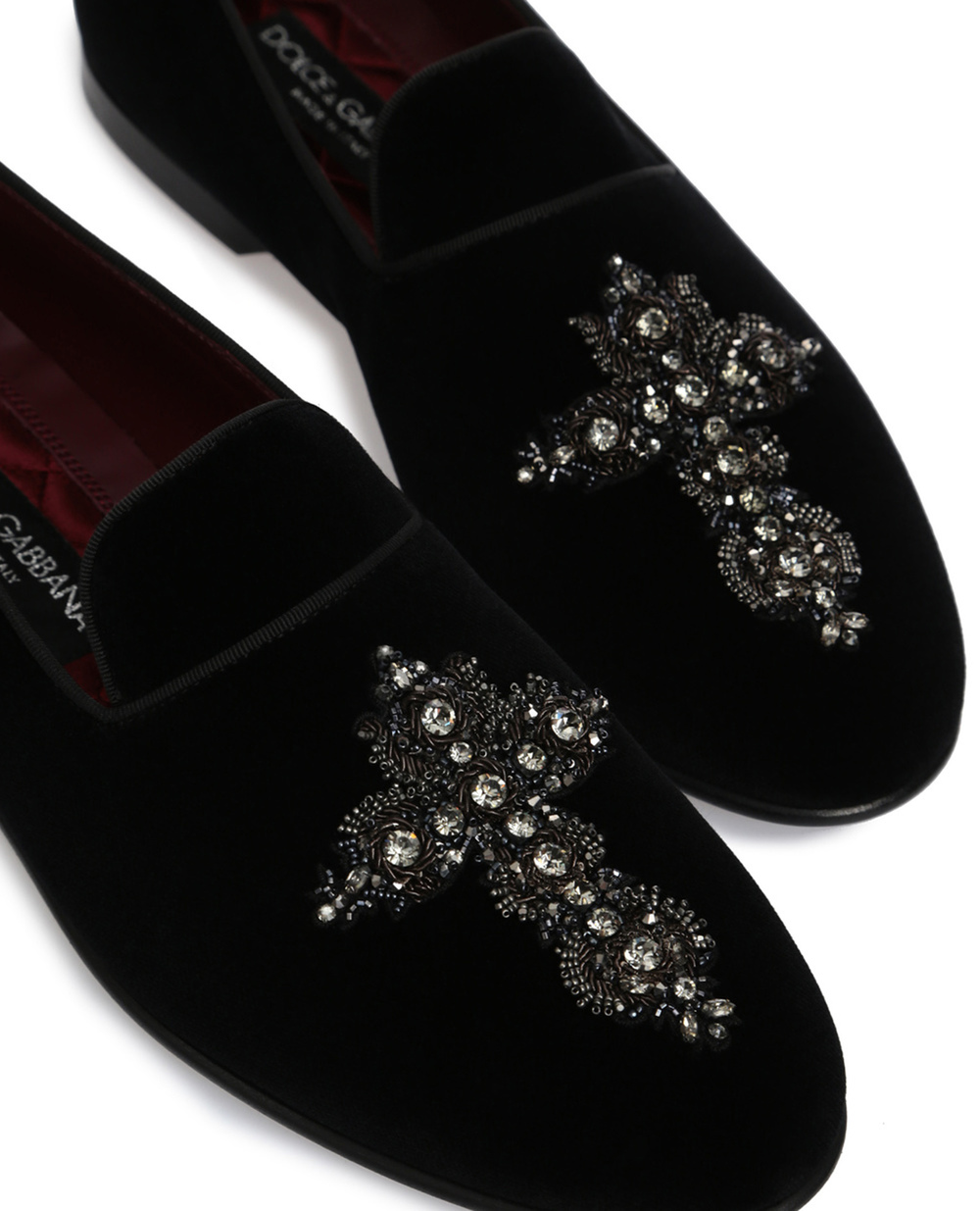 Бархатные слиперы Fashion Dolce&Gabbana A50312-AU488, черный цвет • Купить в интернет-магазине Kameron