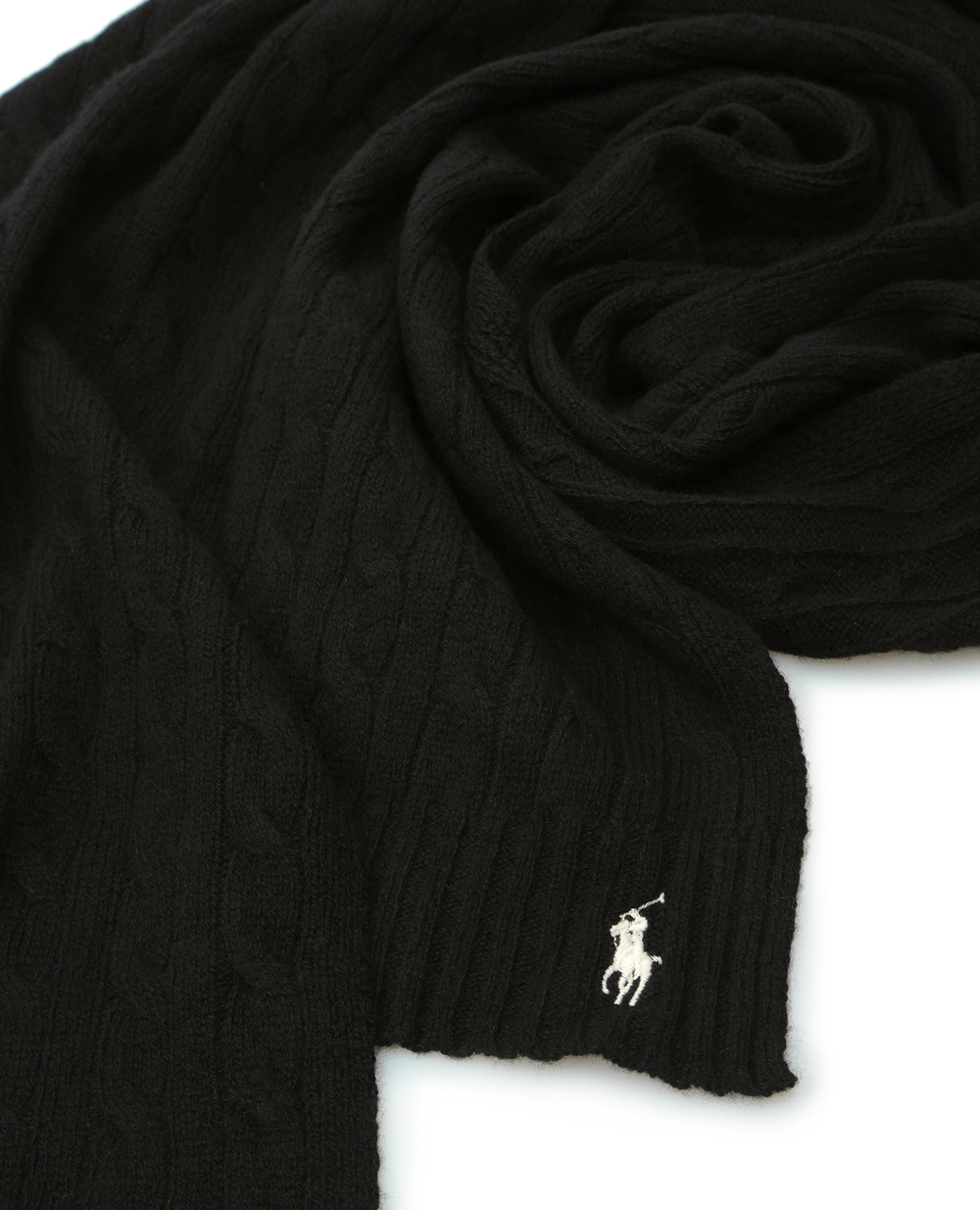 Шерстяной шарф Polo Ralph Lauren 455858417001, черный цвет • Купить в интернет-магазине Kameron