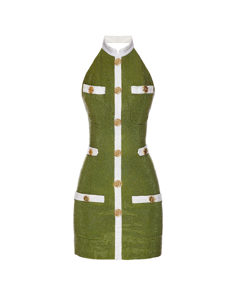 Шовкова сукня Balmain WF0R5081P097, зелений колір • Купити в інтернет-магазині Kameron