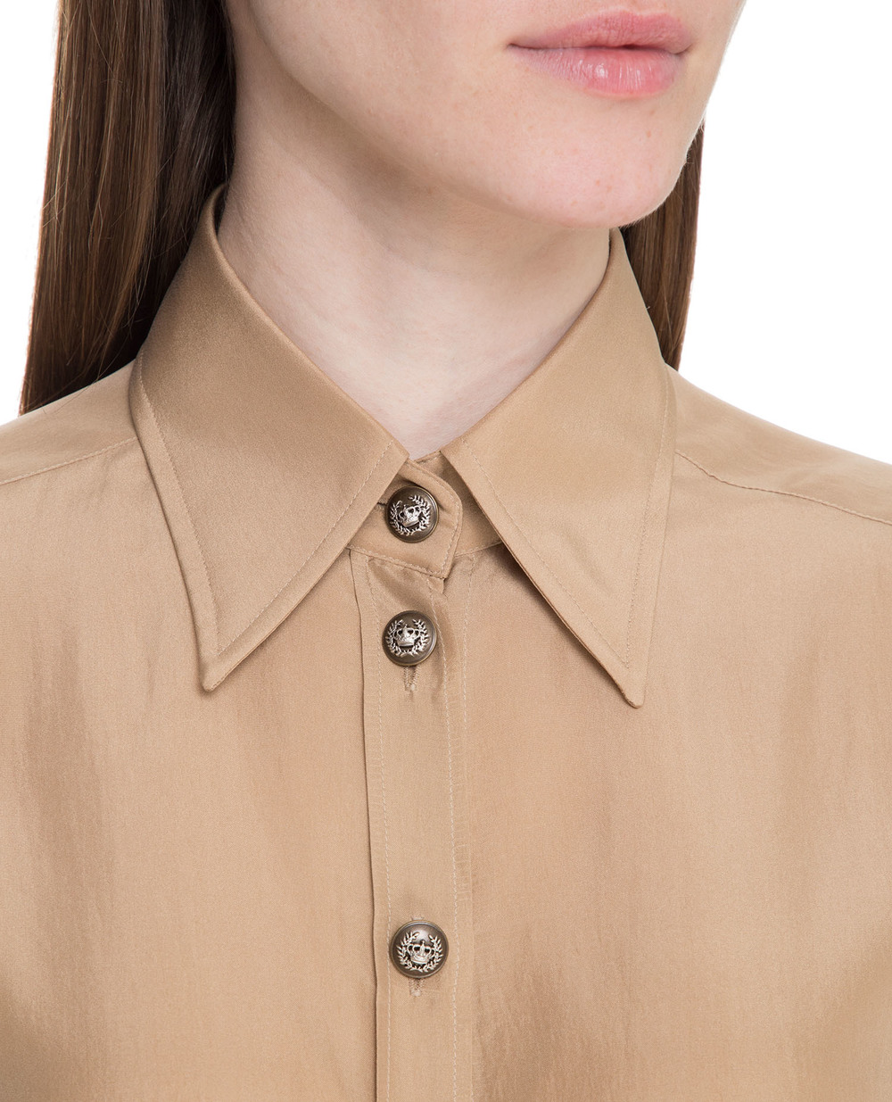 Шовкова блуза Dolce&Gabbana F5M46T-FU1UJ, бежевий колір • Купити в інтернет-магазині Kameron