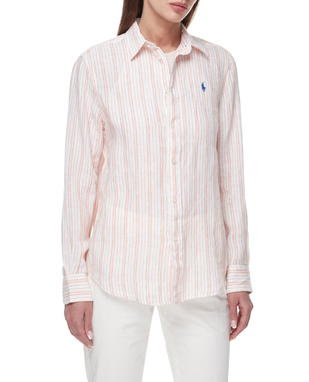 Льняная рубашка Polo Ralph Lauren 211910644002, оранжевый цвет • Купить в интернет-магазине Kameron
