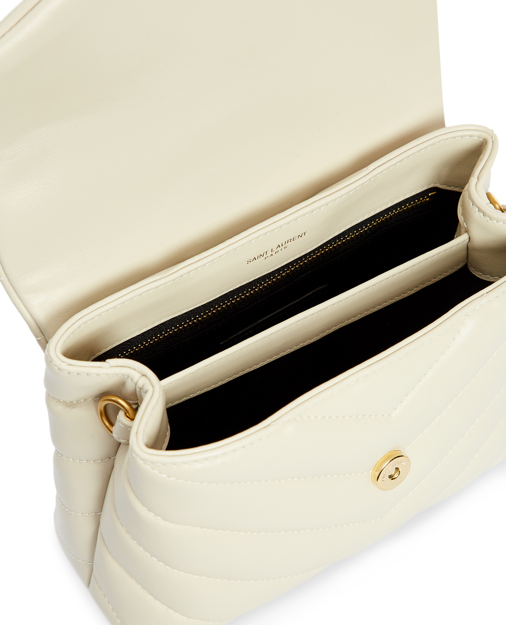 Кожаная сумка Loulou Toy Saint Laurent 678401-DV707, белый цвет • Купить в интернет-магазине Kameron