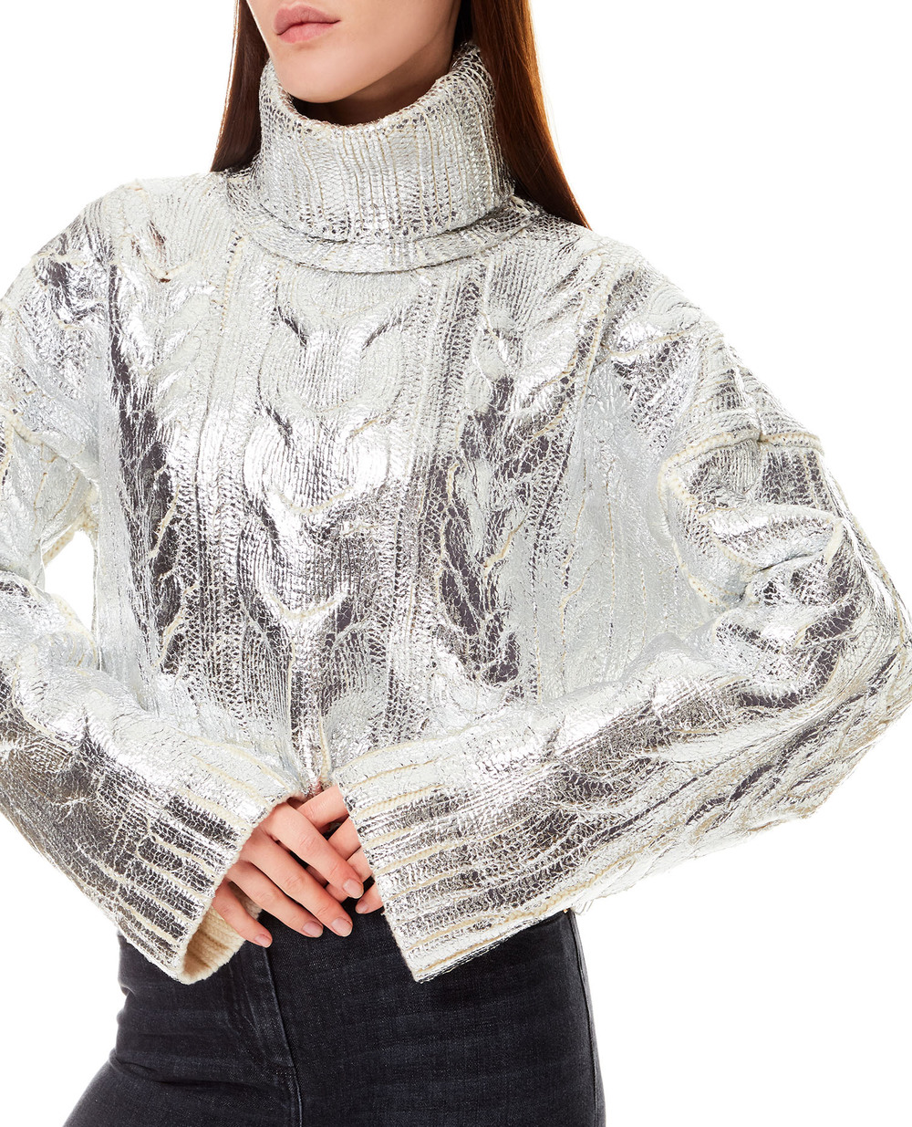 Шерстяной свитер Balmain WF0KI000K313, серебряный цвет • Купить в интернет-магазине Kameron