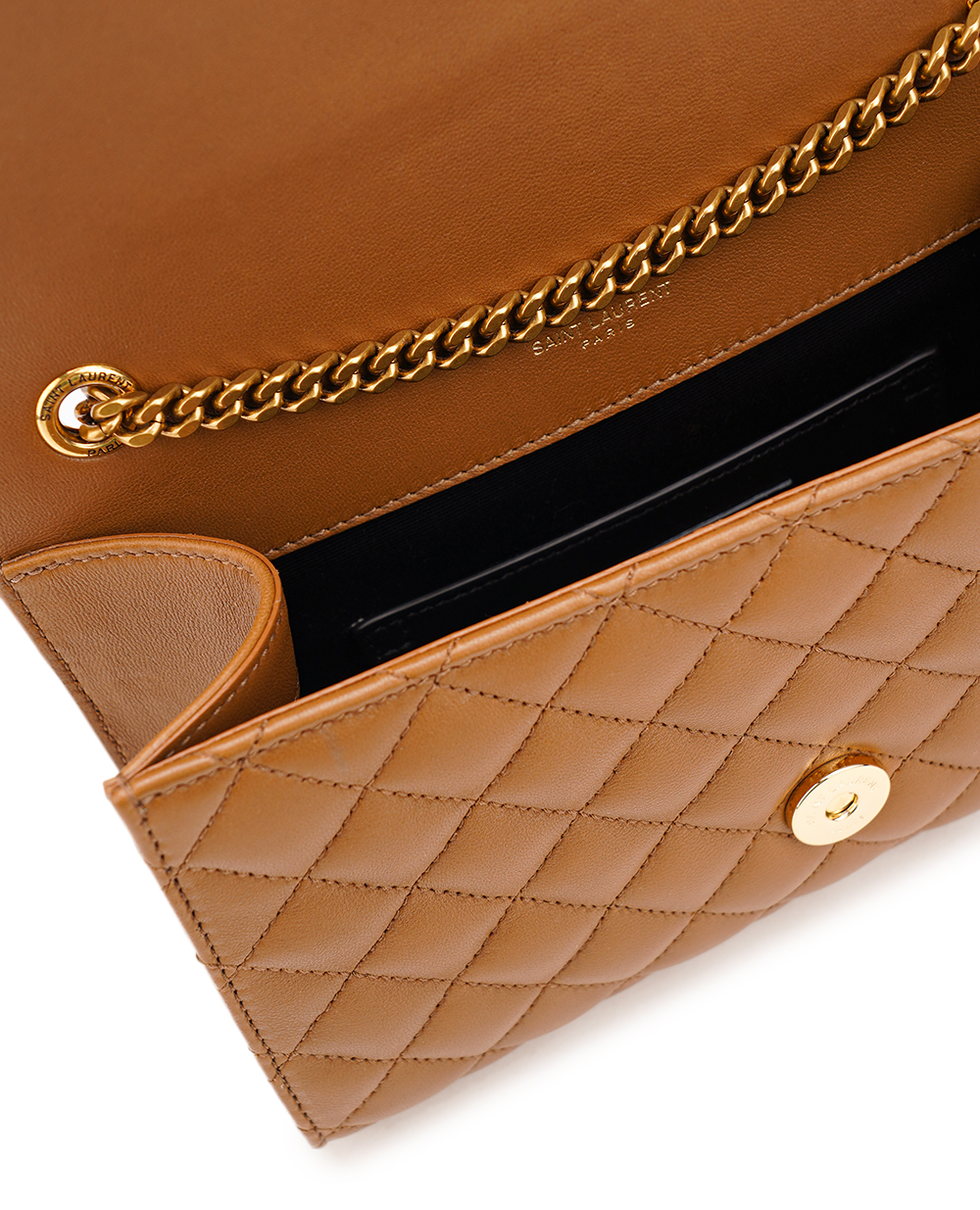 Шкіряна сумка Envelope Small Saint Laurent 600195-AACT7, коричневий колір • Купити в інтернет-магазині Kameron