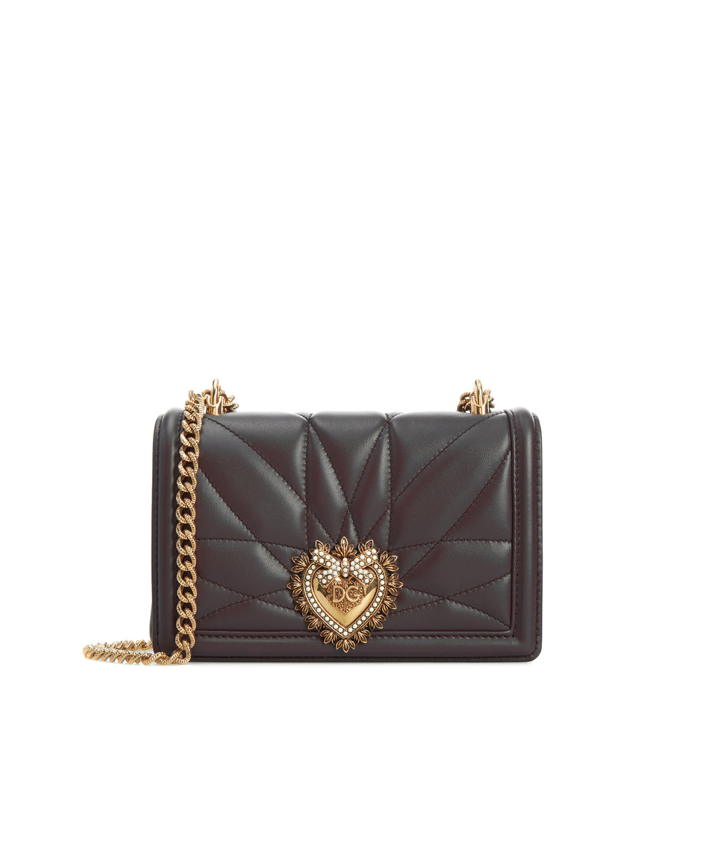 Кожаная сумка Devotion mini Dolce&Gabbana BB6880-AV967, бордовый цвет • Купить в интернет-магазине Kameron