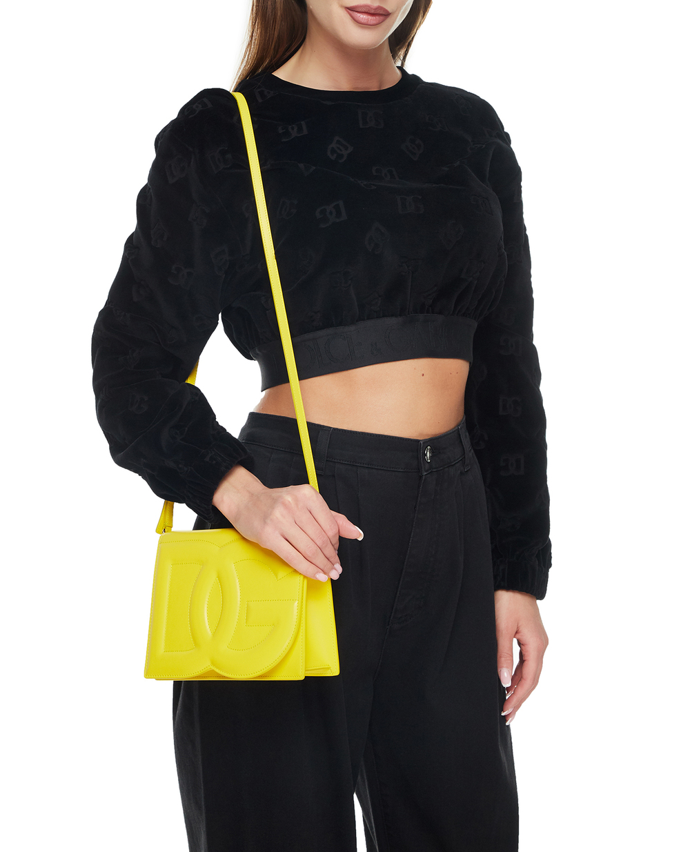 Кожаная сумка DG Logo Small Dolce&Gabbana BB7287-AW576, желтый цвет • Купить в интернет-магазине Kameron