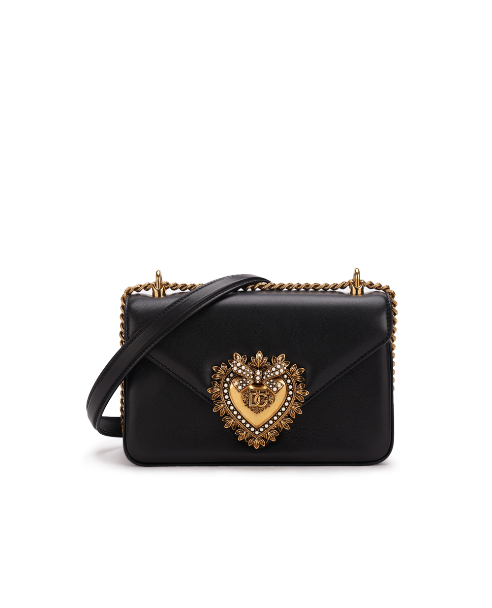 Шкіряна сумка Devotion Medium Dolce&Gabbana BB7475-AF984, чорний колір • Купити в інтернет-магазині Kameron