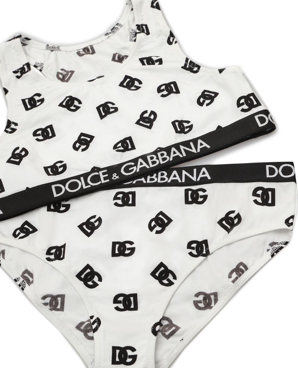 Детский комплект белья (топ, трусики) Dolce&Gabbana Kids L5J713-FSG3K, белый цвет • Купить в интернет-магазине Kameron