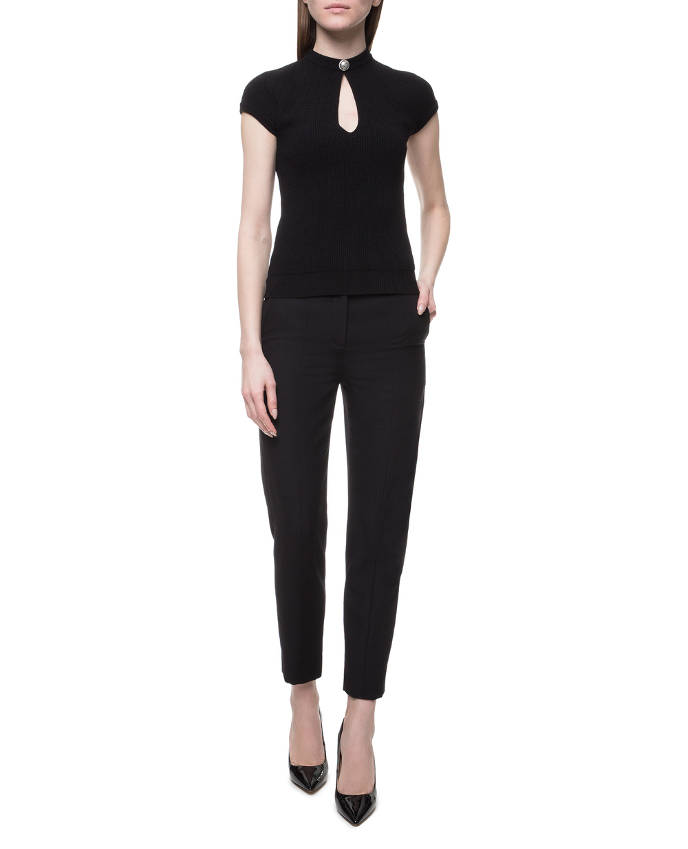 Шерстяные брюки Balmain SF05299167L, черный цвет • Купить в интернет-магазине Kameron