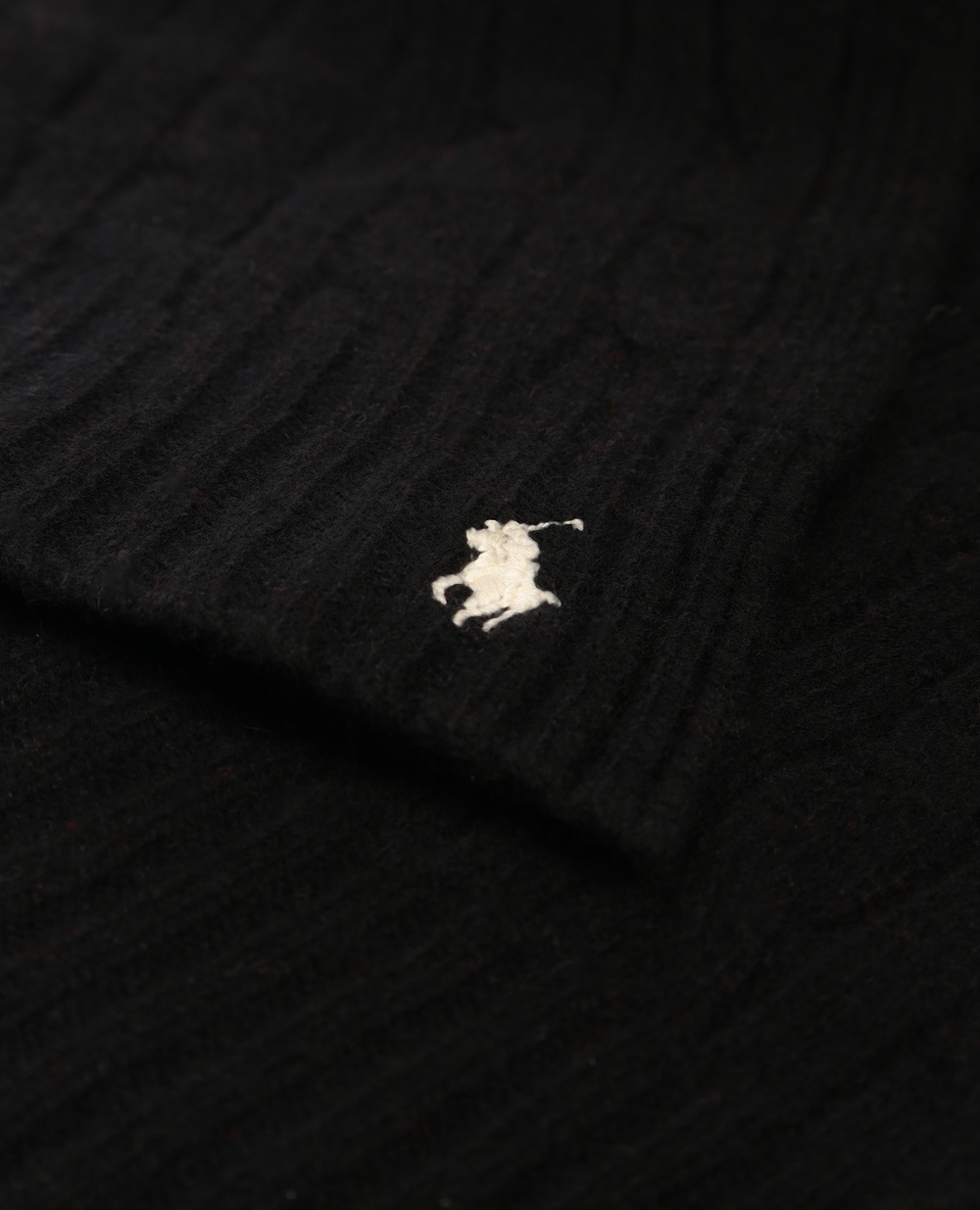 Вовняний шарф Polo Ralph Lauren 455779041001, чорний колір • Купити в інтернет-магазині Kameron