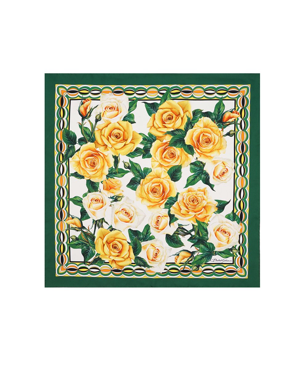 Шелковый платок Dolce&Gabbana FN092R-GDB4Q, зеленый цвет • Купить в интернет-магазине Kameron