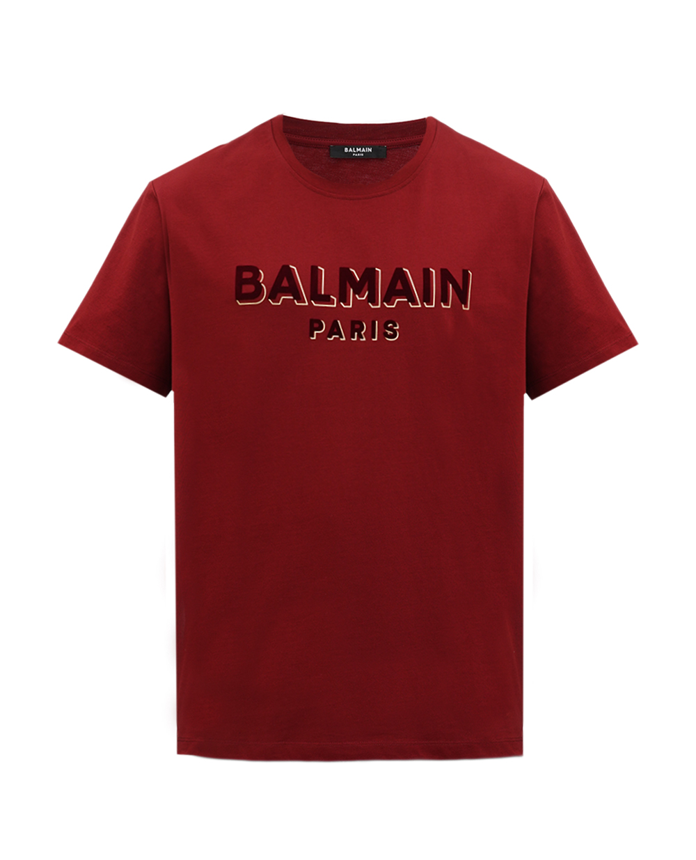 Бавовняна футболка Balmain BH1EG010BB99, бордовий колір • Купити в інтернет-магазині Kameron
