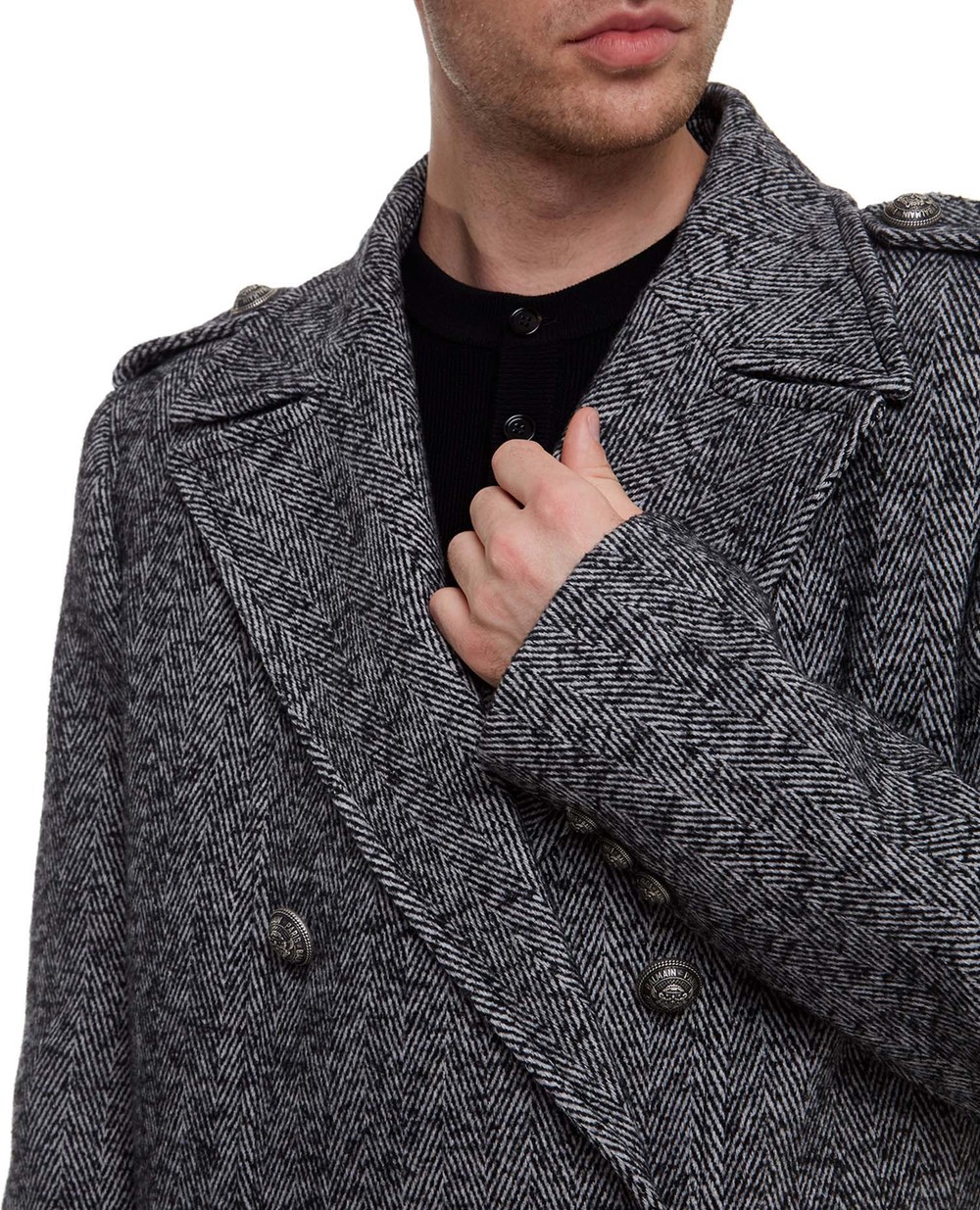 Шерстяное пальто Balmain UH18090W066, серый цвет • Купить в интернет-магазине Kameron