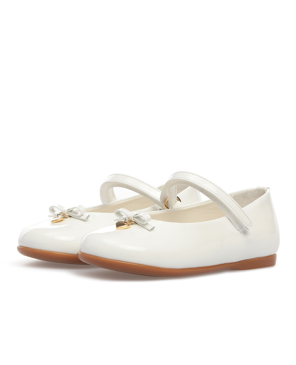 Детские кожаные балетки Dolce&Gabbana D20057-A1328, белый цвет • Купить в интернет-магазине Kameron