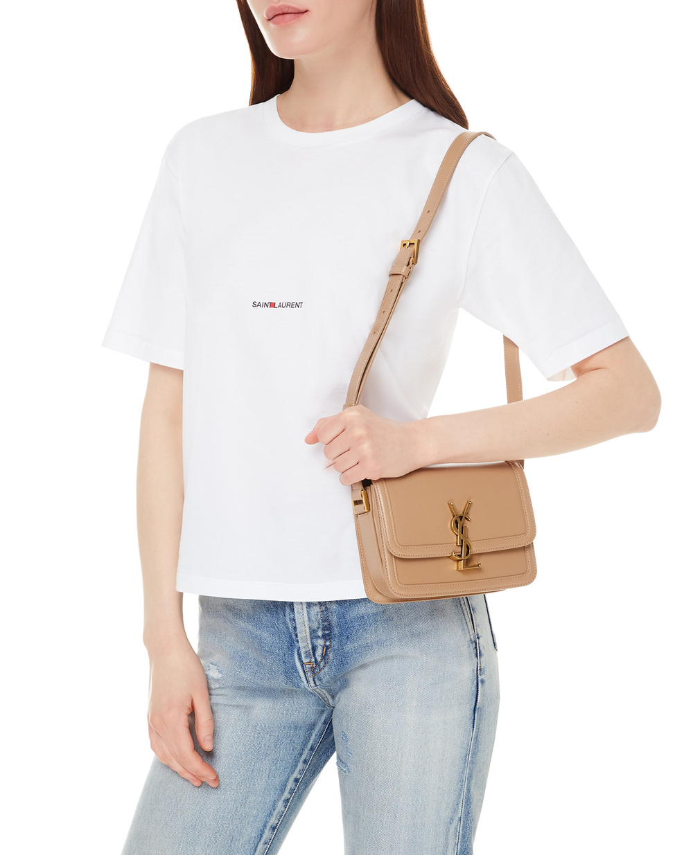 Кожаная сумка Solferino Small Saint Laurent 634306-0SX0W, бежевый цвет • Купить в интернет-магазине Kameron