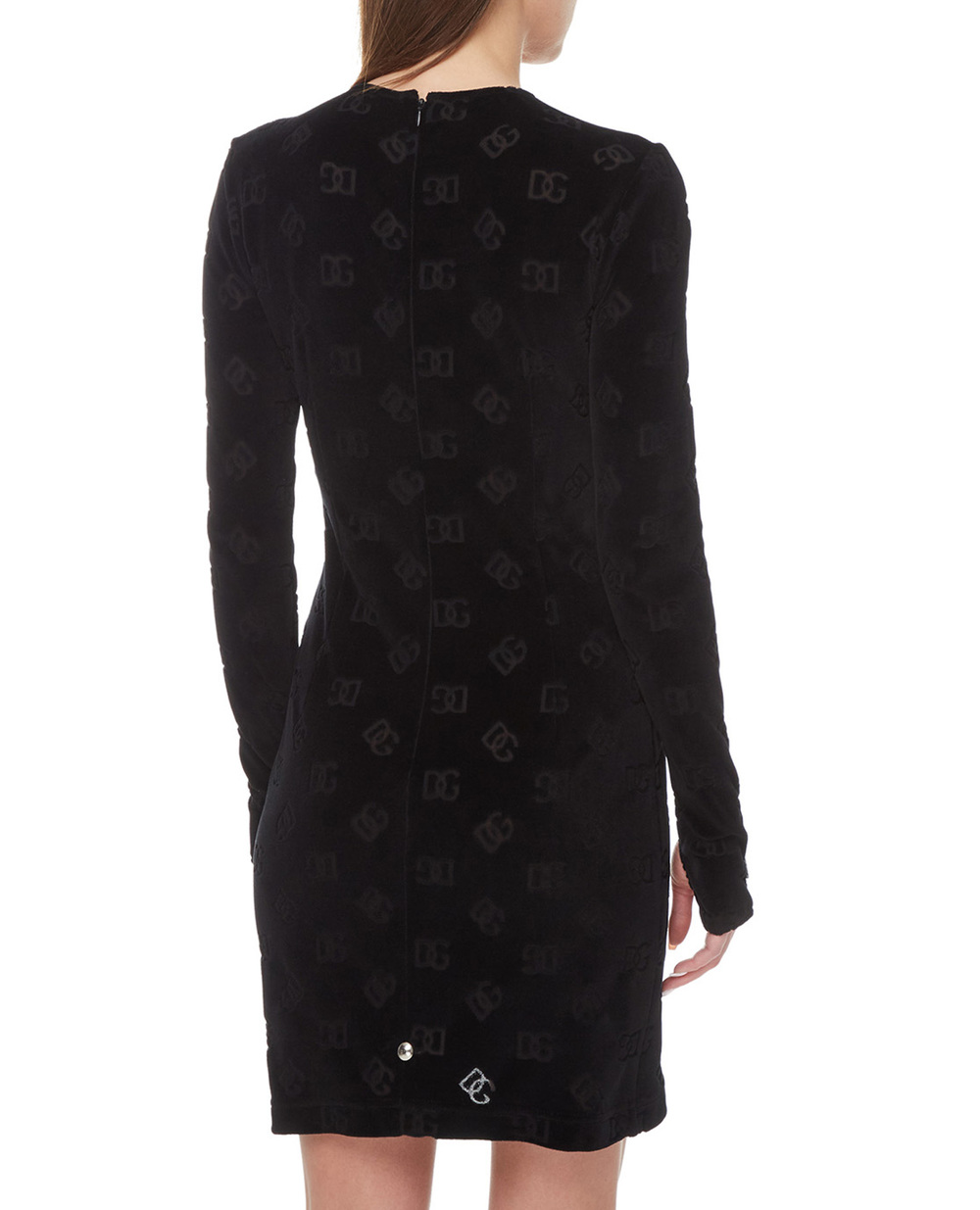 Велюровое платье Dolce&Gabbana F6ATTT-FJ7DL, черный цвет • Купить в интернет-магазине Kameron