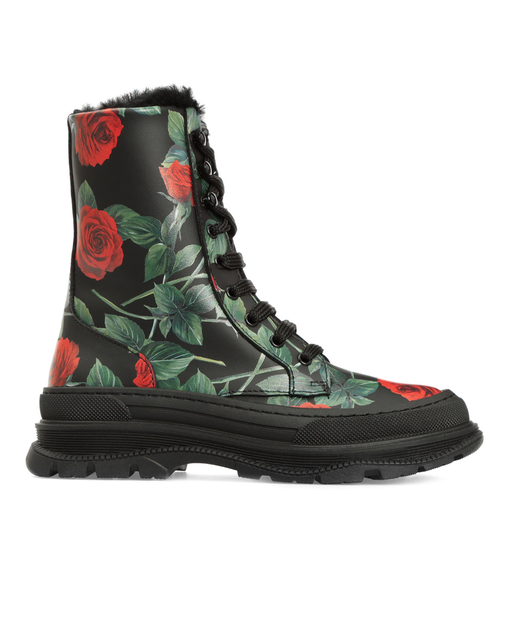 Детские кожаные ботинки Dolce&Gabbana Kids D11057-AQ415-M, черный цвет • Купить в интернет-магазине Kameron