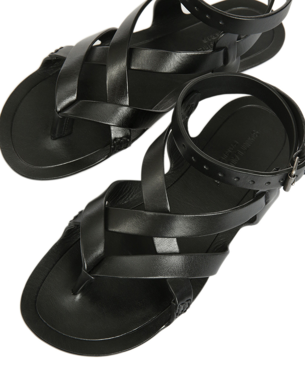 Шкіряні сандалі Culver Saint Laurent 601796-DWE00, чорний колір • Купити в інтернет-магазині Kameron