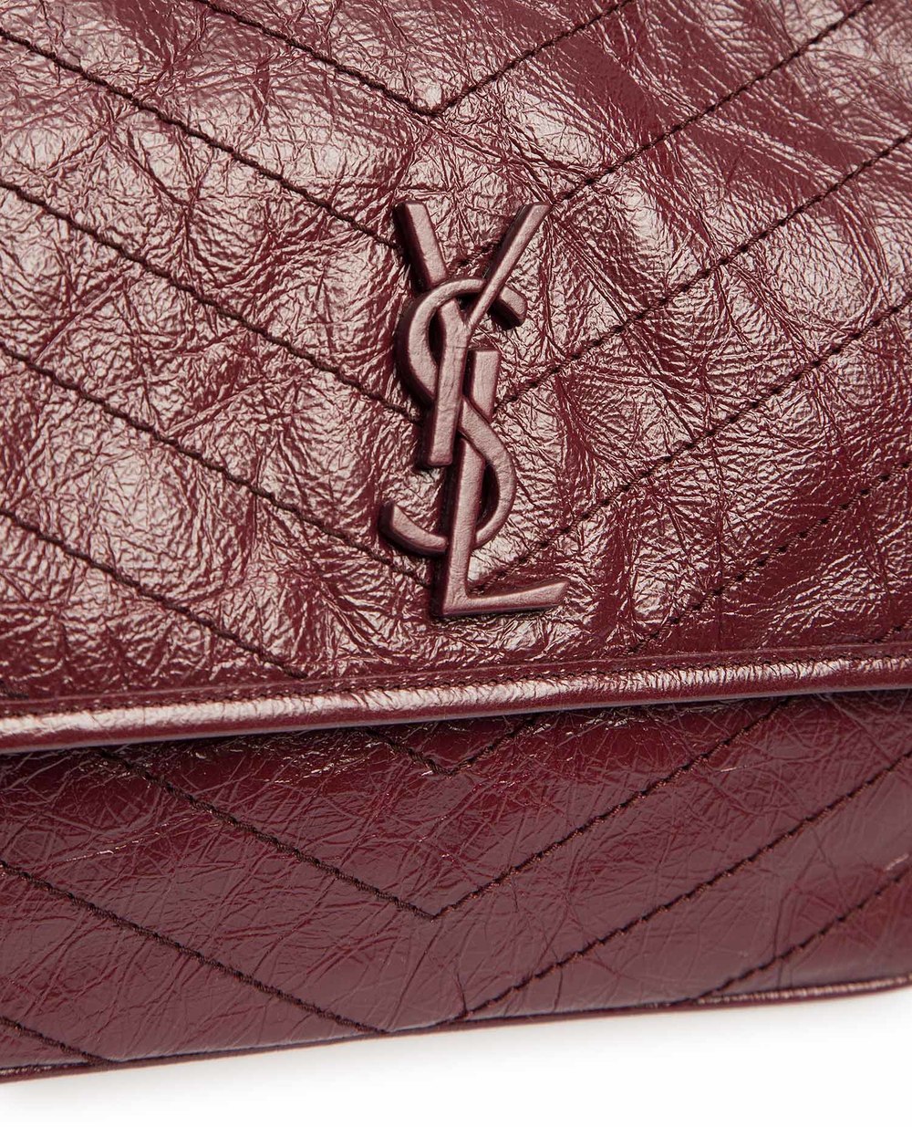 Шкіряна сумка Niki Saint Laurent 498883-0EN04-FW19, бордовий колір • Купити в інтернет-магазині Kameron