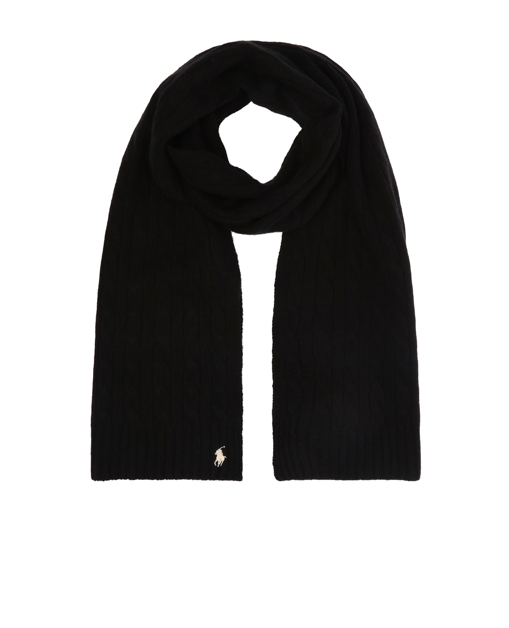 Шерстяной шарф Polo Ralph Lauren 455779041001, черный цвет • Купить в интернет-магазине Kameron